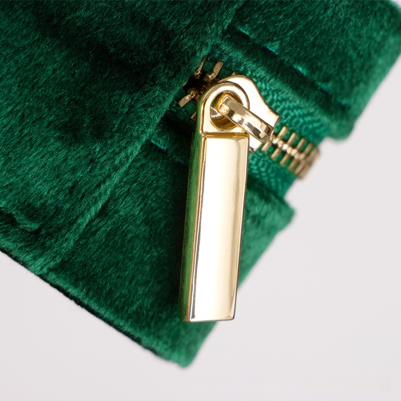 Velvet Travel Jewellery Box, Zip detail 2