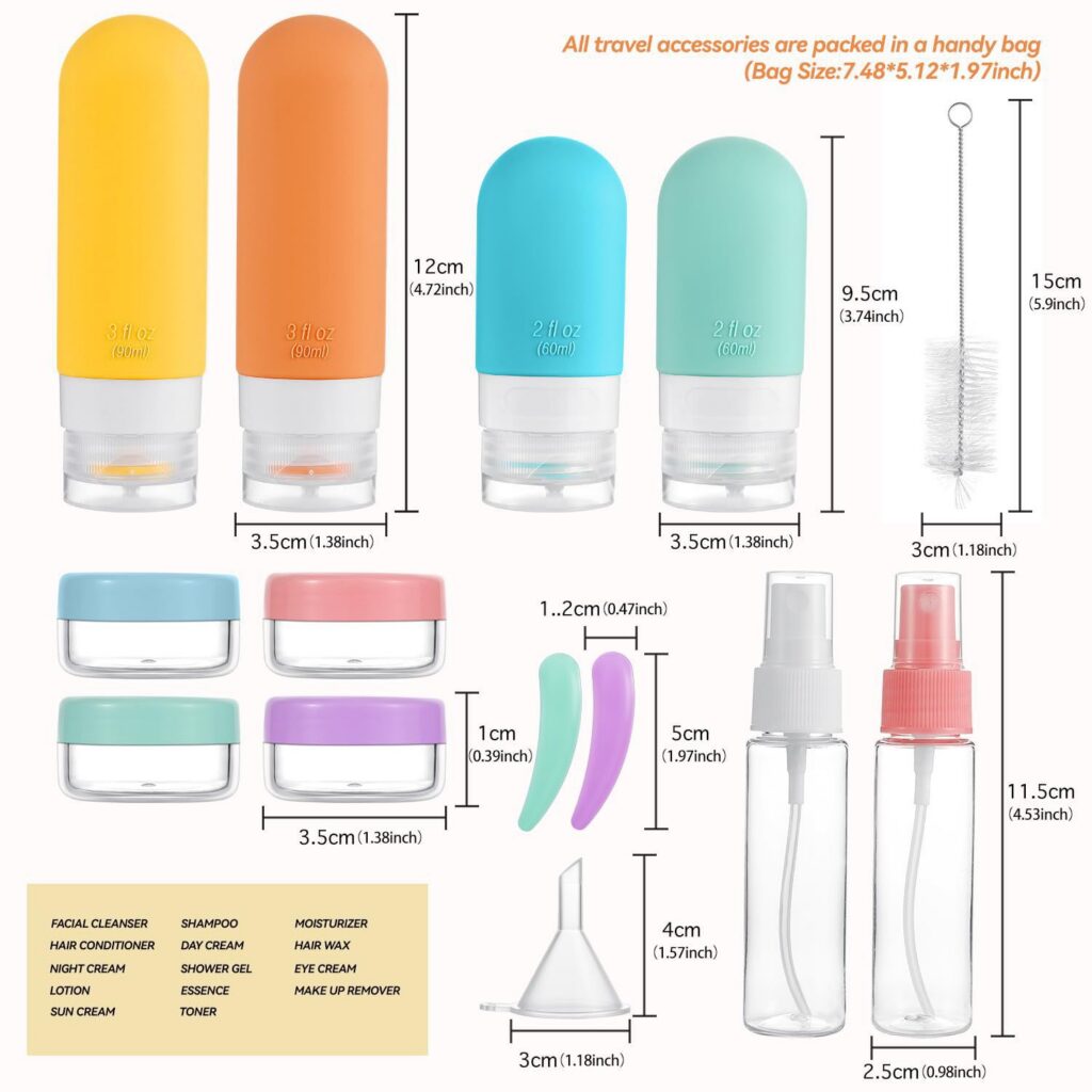 Silicone Travel Bottle Set, 16 Pieces detail 1