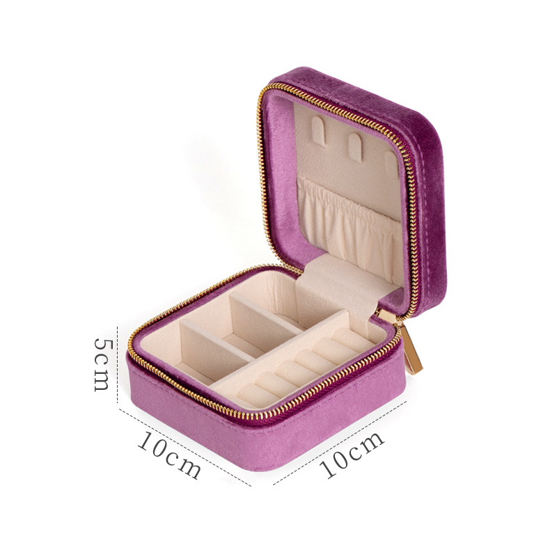 Velvet Travel Jewellery Box, Zip - Image 3